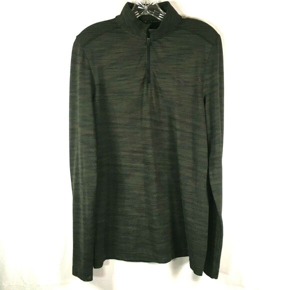Under Armour Shirt Mens Sz M Heat Gear Dark Green Fitted 1/4 Zip Top Threadborne - Picture 1 of 6
